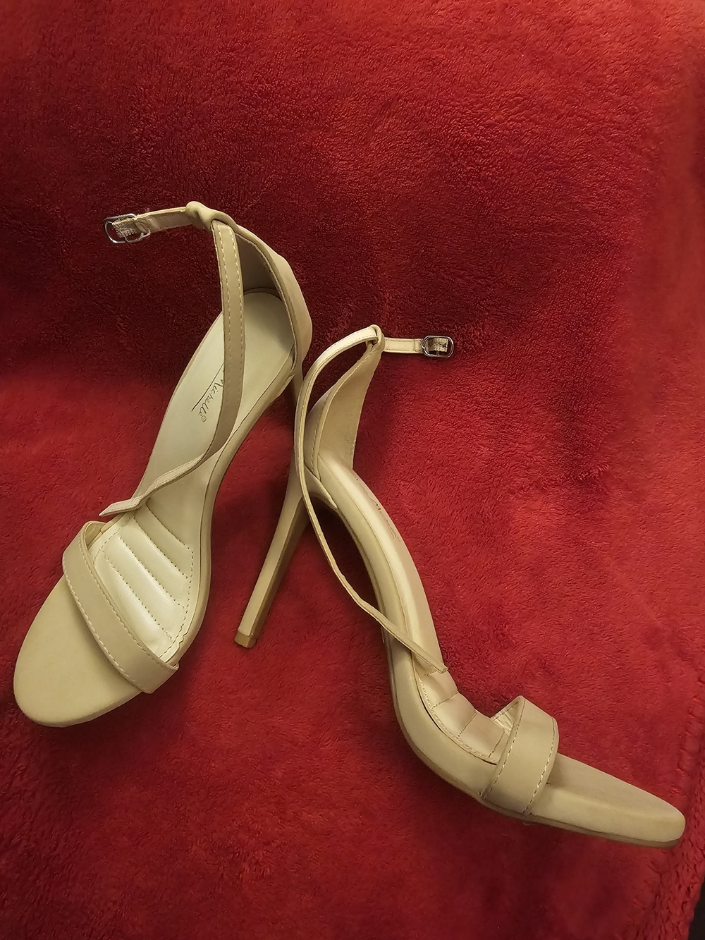Nude Ankle-Strap Stiletto Heels